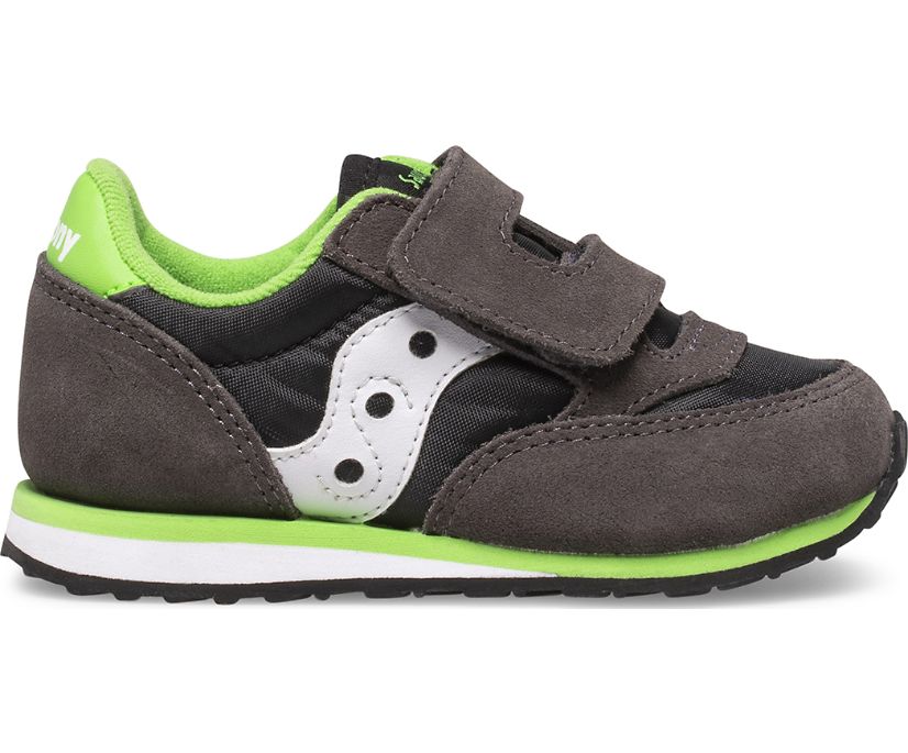 Saucony Baby Jazz Hook & Loop Sneakers Kinderen Grijs Zwart Groen | FGT325841