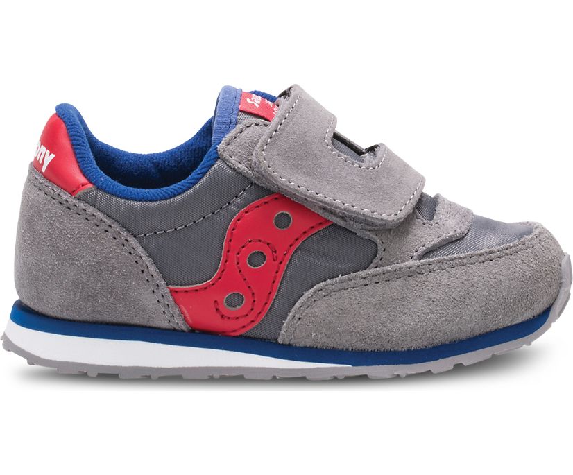 Saucony Baby Jazz Hook & Loop Sneakers Kinderen Grijs Rood | HVS469253