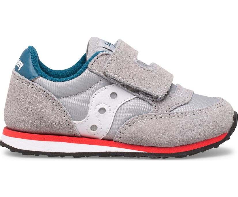 Saucony Baby Jazz Hook & Loop Sneakers Kinderen Grijs Blauw Rood | RNU732609