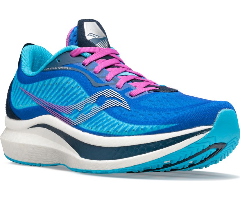 Saucony Endorphin Speed 2 Hardloopschoenen Dames Blauw Roze | OTF162847