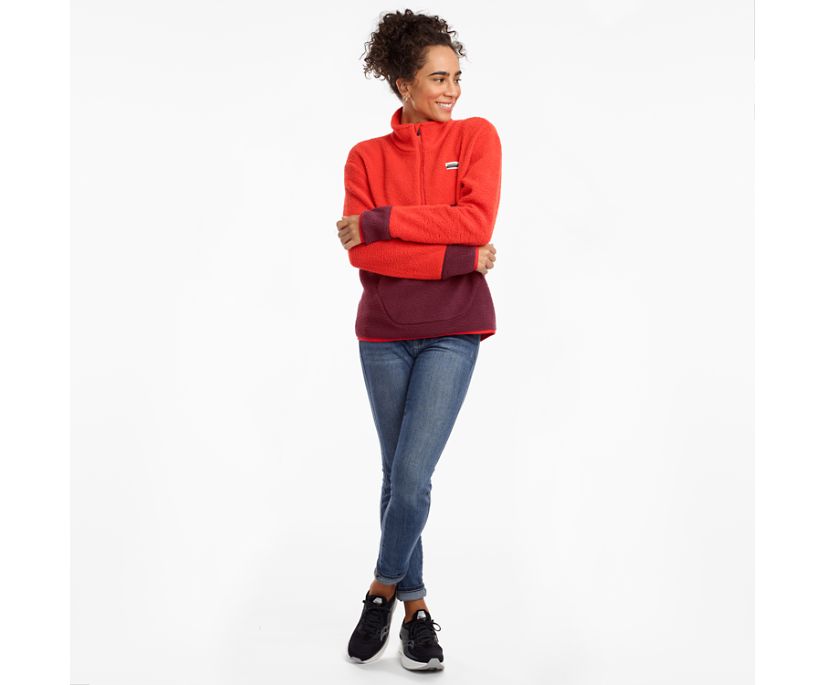 Saucony Fireside Fleece Anorak Jassen Dames Rood Bordeaux | VDA018459