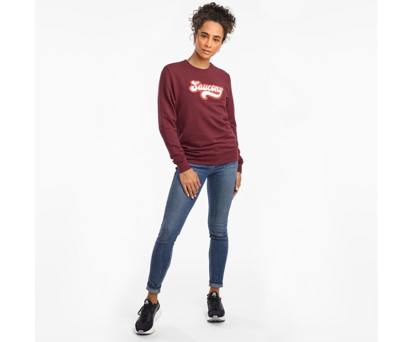 Saucony Rested Crewneck Overhemd Dames Bordeaux | 894-NYZBOT