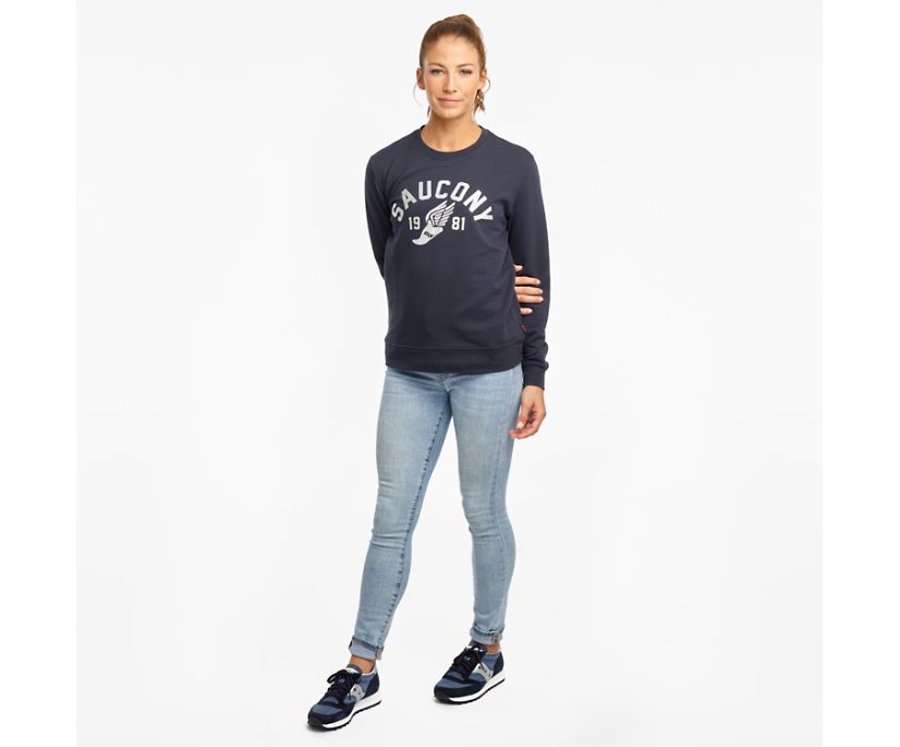 Saucony Rested Crewneck Overhemd Dames Donkerblauw | 584-WZTUHY