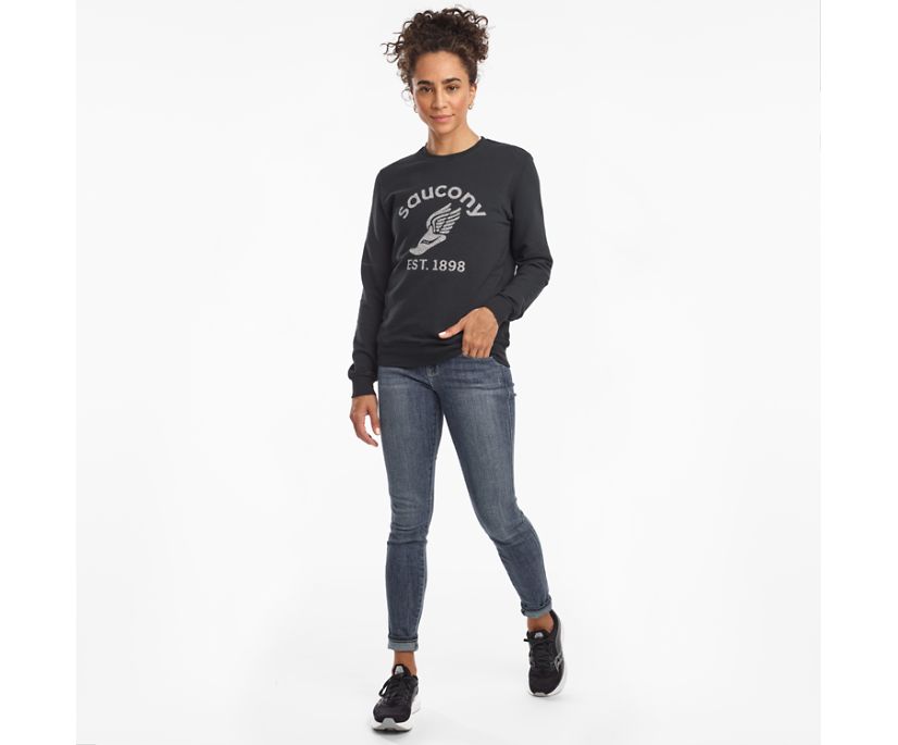 Saucony Rested Crewneck Overhemd Dames Zwart | 408-ZKBHIW