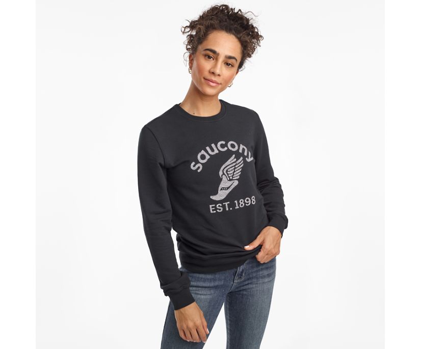 Saucony Rested Crewneck Overhemd Dames Zwart | 408-ZKBHIW