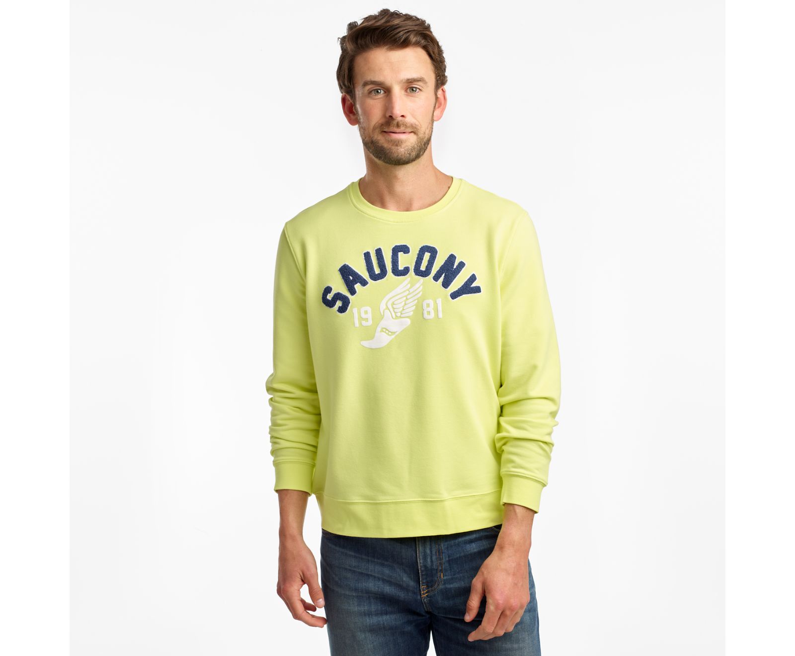 Saucony Rested Crewneck Overhemd Heren Oranje Lichtgroen | LZM351894