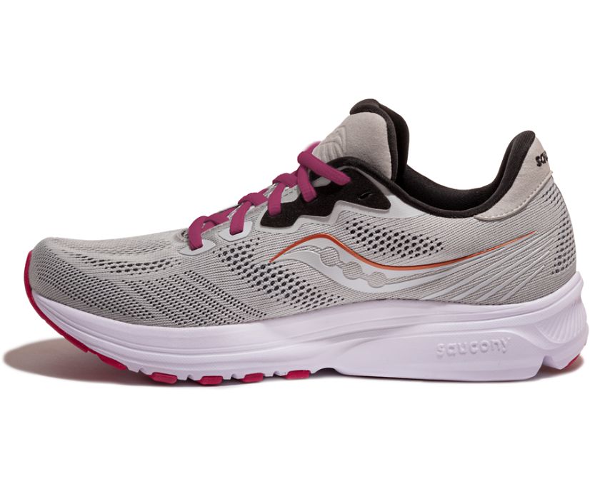 Saucony Ride 14 Brede Hardloopschoenen Dames Grijs Roze | GXI918075