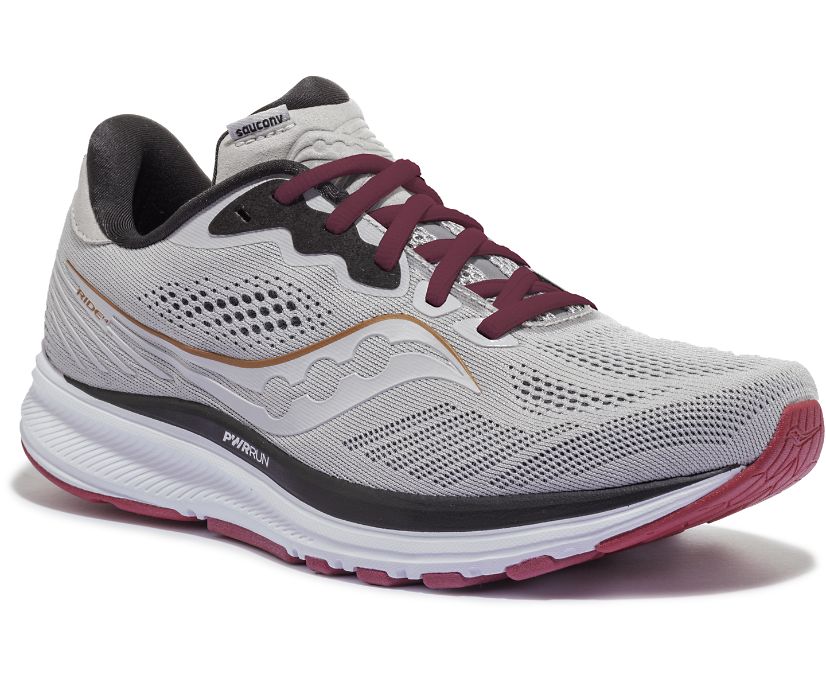 Saucony Ride 14 Brede Hardloopschoenen Dames Grijs Roze | GXI918075