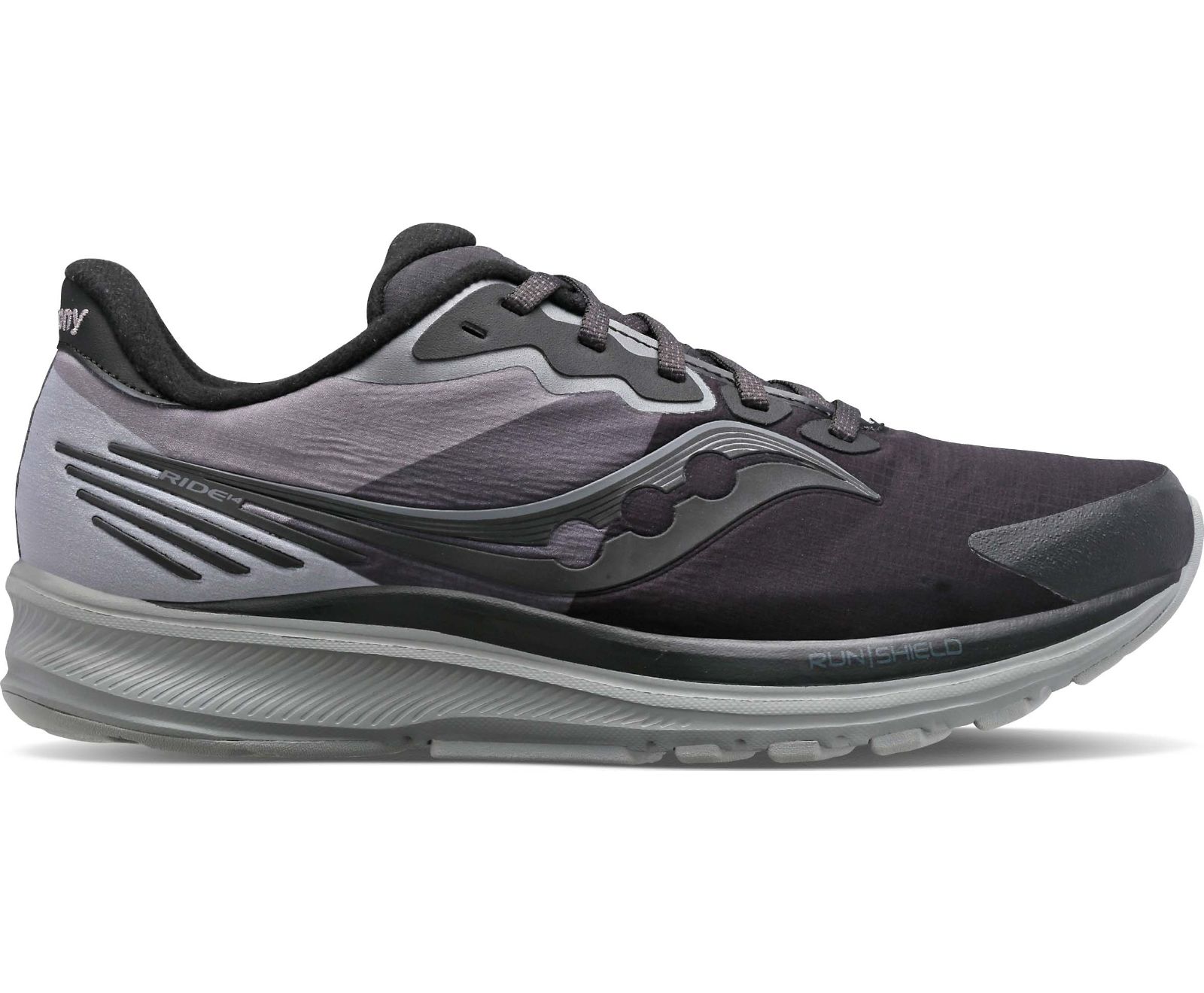 Saucony Ride 14 Runshield Hardloopschoenen Heren Zwart Grijs | RHD529408