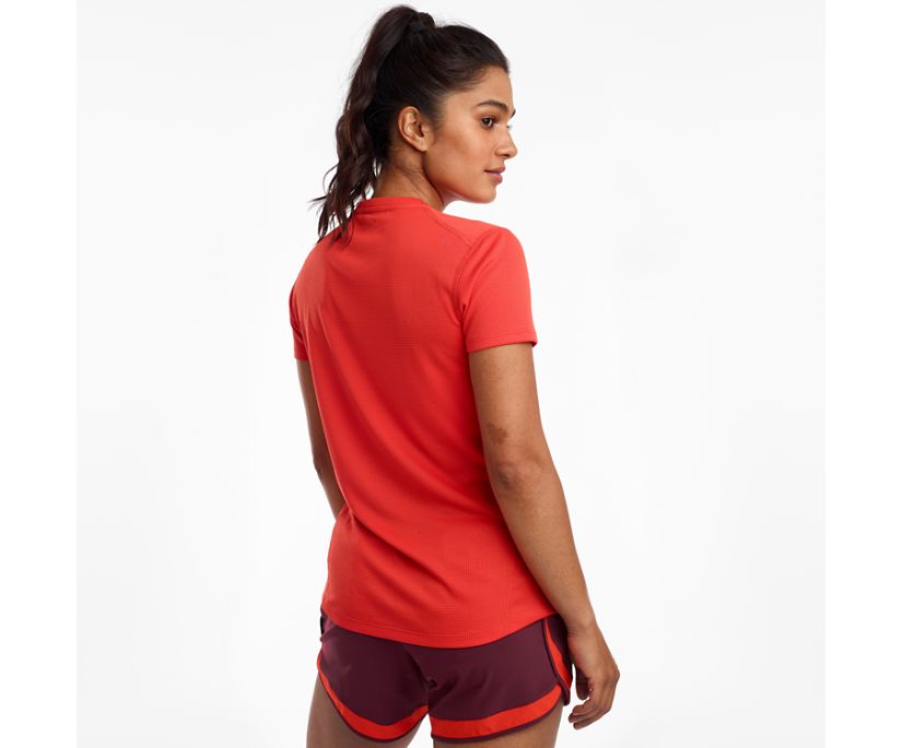 Saucony Stopwatch Kort Sleeve Overhemd Dames Rood | 152-DOMSKL