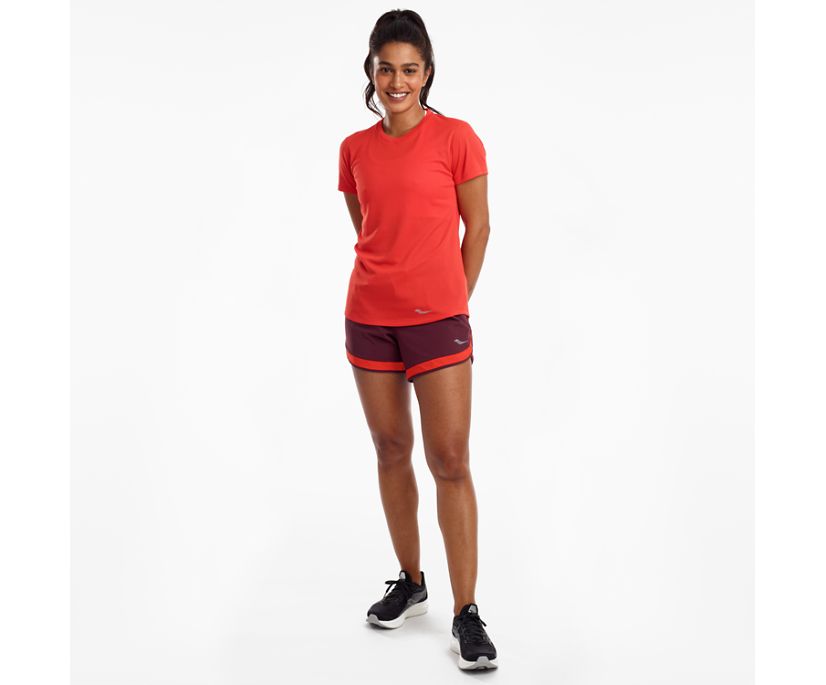 Saucony Stopwatch Kort Sleeve Overhemd Dames Rood | 152-DOMSKL