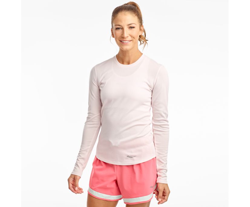 Saucony Stopwatch Long Sleeve Overhemd Dames Roze | 103-BRENQP