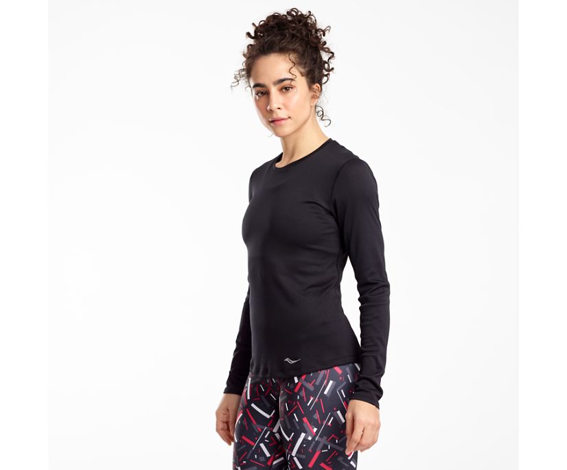 Saucony Stopwatch Long Sleeve Overhemd Dames Zwart | 120-FUBRGN