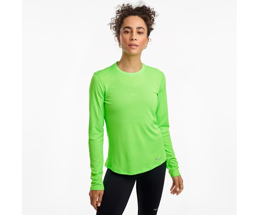 Saucony Stopwatch Long Sleeve Overhemd Dames Groen | 529-PDWATG