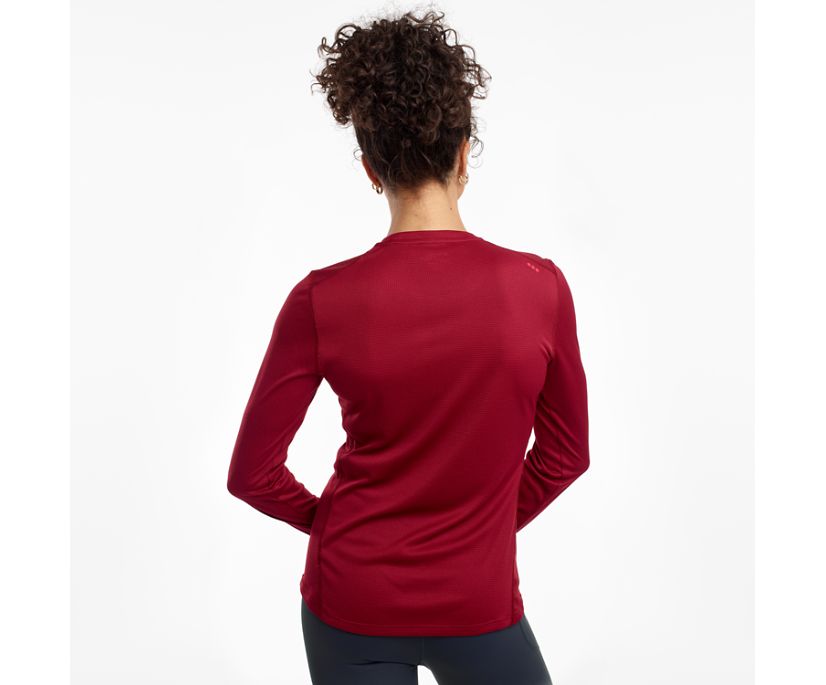 Saucony Stopwatch Long Sleeve Overhemd Dames Bordeaux | 945-HJMVNU