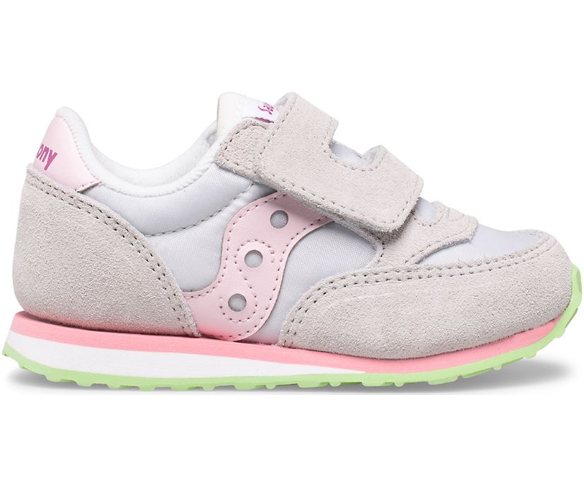 Saucony Baby Jazz Hook & Loop Sneakers Kinderen Grijs Roze Groen | JKB375460