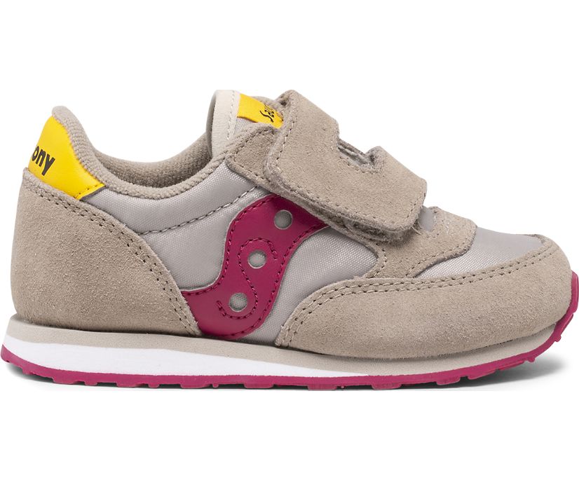 Saucony Baby Jazz Hook & Loop Sneakers Kinderen Grijs Bordeaux | LZB468501