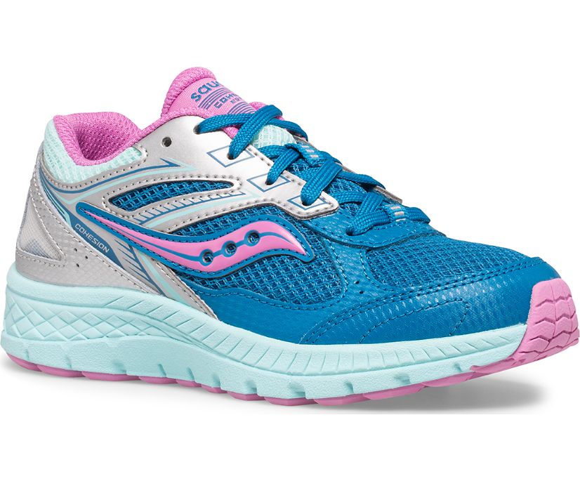 Saucony Cohesion 14 Kanten Sneakers Kinderen Zilver Blauw | ZIH561379