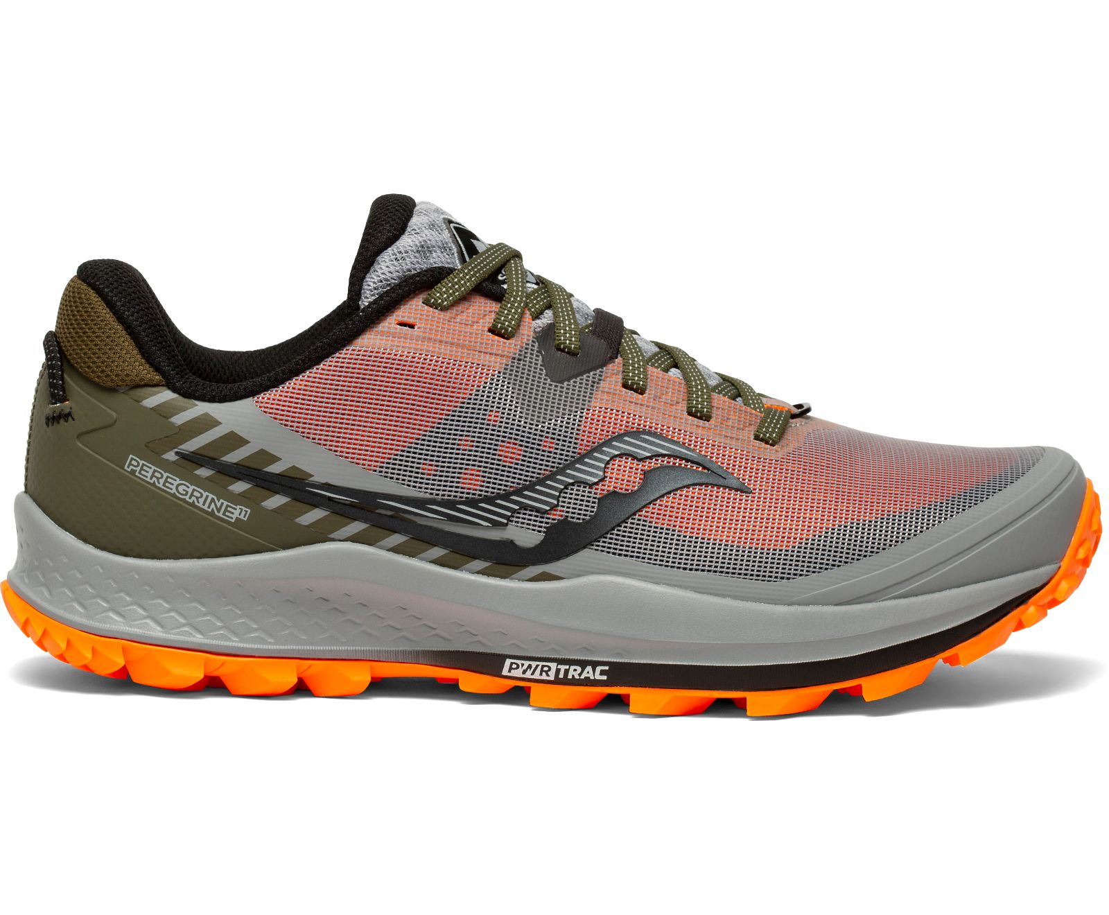 Saucony Peregrine 11 Trailrunning Schoenen Heren Grijs Olijfgroen Oranje | LKW263498