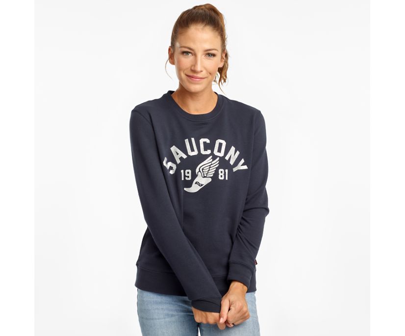 Saucony Rested Crewneck Overhemd Dames Donkerblauw | 584-WZTUHY