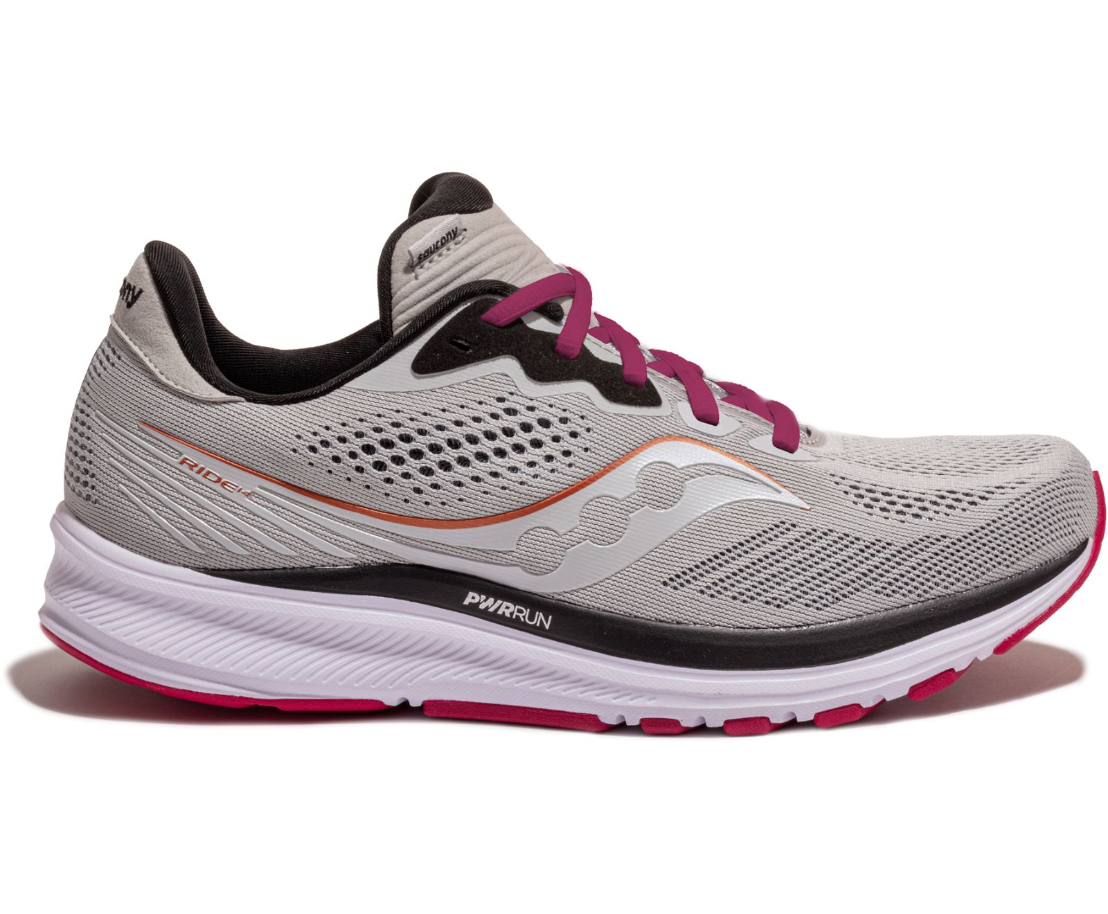 Saucony Ride 14 Brede Hardloopschoenen Dames Grijs Roze | GXI918075